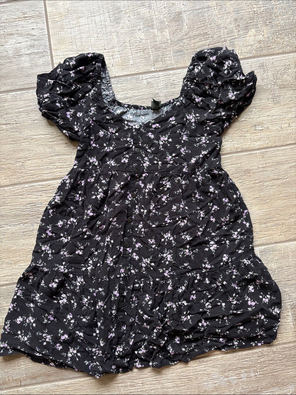 wild fable Black Mini Dress with Lilac Floral Print